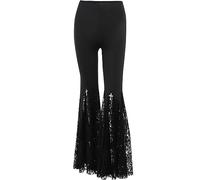 AYAZER Pantalon Gothique Noir en Dentelle et Maille évasée, Sexy, Harajuku, esthétique, rétro, été, pour Femmes, Street Wear-CF22199-M