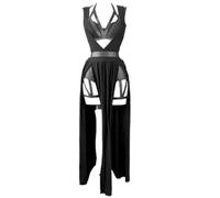 AYAZER Rétro Goth Club Sexy Jupe D'été Ensemble Femmes Sans Manches Corset Noir Court Bandage Culotte Maille Fente Jupe 3 Pièces Ensemble-Nouveau Style Noir 2-S