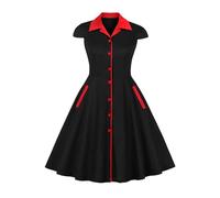 AYAZER Robe pour Femme obèse avec Robe Extra Grosse, Ample et Amincissante à Revers, Simple Boutonnage - Noir - XXL