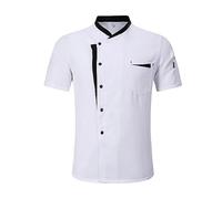 AYAZER Uniforme de Chef de Cuisine de Restaurant Unisexe, Chemise à Manches Courtes/Longues, Veste de Chef, vêtements de Travail-Manches Courtes_b-S