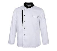 AYAZER Uniforme de Chef de Cuisine de Restaurant Unisexe, Chemise à Manches Courtes/Longues, Veste de Chef, vêtements de Travail-Manches Longues_b-S