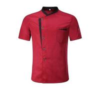 AYAZER Uniforme de Chef de Cuisine de Restaurant Unisexe, Chemise à Manches Courtes/Longues, Veste de Chef, vêtements de Travail-Manches Courtes_a-XXL