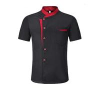 AYAZER Uniforme de Chef de Cuisine de Restaurant Unisexe, Chemise à Manches Courtes/Longues, Veste de Chef, vêtements de Travail-Manches Courtes-XL