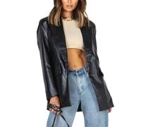 AYAZER Veste de motard classique en simili cuir pour femme avec col montant et fermeture éclair - Vêtements d'extérieur élégants pour les amateurs de moto-C Noir-S