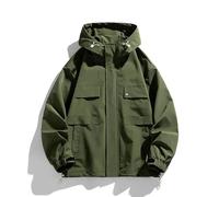 AYAZER Veste de Travail pour Hommes Printemps et Automne Haut à Capuche Ample Gros Homme Manteau de Grande Taille Simple et Polyvalent-Green-9XL Militaire