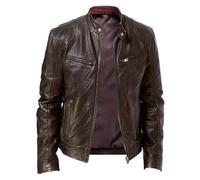 AYAZER Vestes en Cuir pour Hommes Vestes pour Hommes Vestes de Moto européennes et américaines pour Hommes Vestes en Cuir pour Hommes - Marron - M