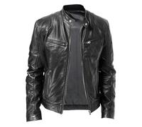 AYAZER Vestes en Cuir pour Hommes Vestes pour Hommes Vestes de Moto européennes et américaines pour Hommes Vestes en Cuir pour Hommes - Noir - M