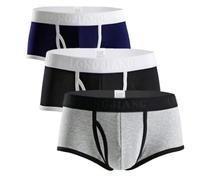 AYBIOSD 3PCS sous-Vêtements Rayés pour Hommes Caleçon Boxer Coton U Convexe Slip Lingerie Sexy Boxer Ouverture Latérale Caleçon Culotte,Style 5,M