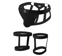 AYBIOSD Ensemble De sous-Vêtements pour Hommes Slip Creux Sexy Low Rise Jockstrap Underpants Athletic Supporter Leg Strap Thong Lingeire,Noir,XL