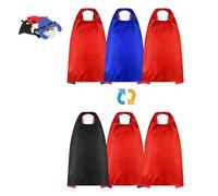 AYBUY Cape de Super Heros Enfant, 3 PCS Costume de Super Héros avec 6 Masque, Cape Réversible pour Jouets et Cadeaux de Fête D'anniversaire de Carnaval pour Filles et Garçons