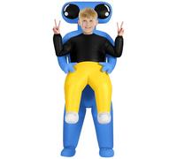 AYBUY Costume Alien Gonflable, Déguisement Extraterrestre Bleu Tenue Enlèvement Extraterrestre pour Enfant Costume Drôle Blow Up pour Fête Carnaval Fancy Dress Cosplay Halloween