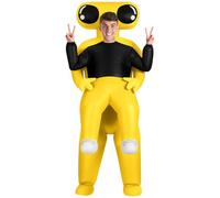 AYBUY Costume Alien Gonflable, Déguisement Extraterrestre Jaune Tenue Enlèvement Extraterrestre pour Adulte Costume Drôle Blow Up pour Fête Carnaval Fancy Dress Cosplay Halloween
