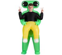 AYBUY Costume Alien Gonflable, Déguisement Extraterrestre Vert Tenue Enlèvement Extraterrestre pour Adulte Costume Drôle Blow Up pour Fête Carnaval Fancy Dress Cosplay Halloween
