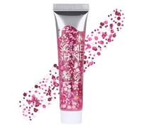 AYBUY Gel Paillettes Visage,Paillette Cheveux Visage,Corps Gel Paillette,Paillette Gel Liquide pour Cosmétique Visage Lèvres Ongles Festival Fête Maquillage Décoration Fête Noël Pâques,Rose,18g