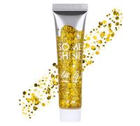 AYBUY Gel Paillettes Visage,Paillette Cheveux Visage,Corps Gel Paillette,Paillette Gel Liquide pour Cosmétique Visage Lèvres Ongles Festival Fête Maquillage Décoration Fête Noël Pâques,Or,18g