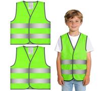 AYBUY Gilet de Haute Visibilité pour Enfants, 2 Pièces Gilet Fluorescent de Sécurité, Gilets de Signalisation Haute Visibilité Bandes Parallèles