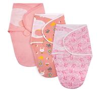 AYBUY Lot de 3 Emmaillotage Bébé,Gigoteuse D'Emmaillotage Nouveau-né pour Garçon Fille 0-3 Mois,Essentiels Biologique Ajustable Sac de Couchage pour Bébé, Rose - Lapin