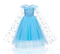 AYBUY Robe Enfant de Princesse, avec Accessoires de Baguette Magique | Princesse Couronne Costume Princess pour Enfant Cosplay Noël Costume Carnaval