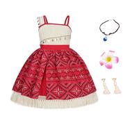 AYBUY Robe Vaiana pour Filles, Déguisement Fille avec Collier Boucles d'oreilles et Pince à Cheveux Costume de Princesse pour Cosplay Noël Halloween Carnaval (130)