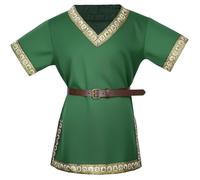 AYBUY Tunique Médiévale Garçon, Vêtements Chevalier Pirate Enfant avec Ceinture T-Shirt Manches Courtes pour Cosplay Déguisement Warrior pour Halloween Carnaval Renaissance,130