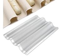 AYCCNH Moule à pain perforé en acier inoxydable pour baguette française 3 vagues (38,1 x 25,4 cm) avec grand chiffon de protection (45 x 77 cm)