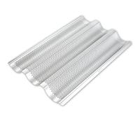 AYCCNH Moule à pain perforé en acier inoxydable pour baguette française, 38,1 x 25,4 cm, plaque de cuisson à 3 vagues (1 pièce)
