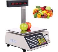 AYCDL Balance Commerciale avec Impression D'Étiquettes, Balance Numérique De Calcul De Prix, Imprimante D'Étiquettes Thermique, 30 Kg/60 Lbs, Écran LCD Double Face,15kg