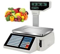 AYCDL Balance Commerciale pour L'Impression D'Étiquettes - 30 Kg / 60 Lbs - Écran LCD Double Face - 63 Touches De Raccourci - Balance Numérique avec Calcul De Prix Et Imprimant