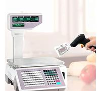 AYCDL Balance Numérique avec Impression D'Étiquettes De Prix, Caisse Enregistreuse Électronique avec Code-Barres pour Supermarchés Et Commerces De Proximité, 30 Kg/60 Lbs, Écra