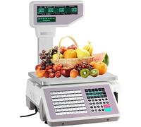 AYCDL Balance Numérique De Calcul De Prix avec Code-Barres, Écran LCD 30 Kg/60 Lbs, Balance Commerciale avec Impression D'Étiquettes pour Supermarchés Et Commerces De Proximité