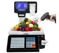 AYCDL Balance Numérique De Calcul De Prix avec Imprimante Thermique, Affichage Double Face, Impression D'Étiquettes De Prix Et Imprimante De Codes-Barres Électroniques pour USA,A