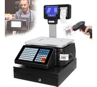 AYCDL Balance Numérique De Vente Au Détail De Charcuterie Et Produits Alimentaires avec Imprimante De Codes-Barres À 2 Rouleaux - Balance Commerciale De 30 Kg (66 LB) pour Le C,B