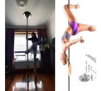 AYCDL Bâton de pole dance pour la maison - Très résistant - 300 cm de haut - Pour maison, club, fête, bar - 45 mm - Argenté - 3,2 m - 3,4 m