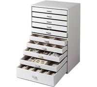 AYCDL Boîte À Bijoux 10 Couches en Cuir PU, Boîte De Rangement Extra Large pour Colliers, Boucles d'oreilles, Bracelets, Bagues,B
