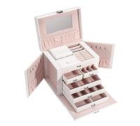 AYCDL Boîte À Bijoux, Boîte De Rangement pour Bijoux, Boîte À Bijoux, pour Femmes Et Filles, avec Miroir, Collier, Bague, Boucles d'oreilles, Organisateur en Cuir PU, Tiroir Amovible, Bi,