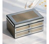 AYCDL Boîte À Bijoux Décorative en Verre avec Tiroirs, Organiseur De Bijoux en Velours, Présentoir pour Boucles d'oreilles, Bagues, Colliers, Bracelets, Accessoires pour Femmes Et Filles,