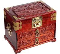 AYCDL Boîte À Bijoux en Bois De Séquoia Chinois, Organiseur De Rangement, Accessoires en Bois Massif, Tiroir Multicouche avec Serrure,