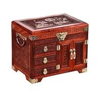 AYCDL Boîte À Bijoux en Bois Rouge avec Serrure. Boîtes De Rangement pour Boucles d'oreilles, Colliers, Montres, Bijoux, pour Filles Et Femmes, 29 X 20 X 23,5 Cm.,Red
