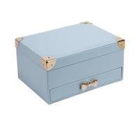 AYCDL Boîte À Bijoux Européenne Et Américaine, Boîte De Rangement De Bijoux en Cuir Multicouche, Style Tiroir, Couvercle Rabattable, Boîte À Bijoux De Bureau pour La Maison, Boîte À Bij,Blue-A