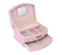 AYCDL Boîte À Bijoux Simple en Cuir avec Tiroir Double Couche en Forme D'Éventail Et Serrure pour Boucles d'oreilles, Colliers, Bagues, Bijoux,Purple-A