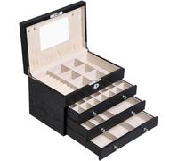 AYCDL Boîte À Bijoux Verrouillable, Grande Boîte À Bijoux avec Miroir, Organiseur De Montres Et Colliers,B-28.9 * 19 * 18.5cm