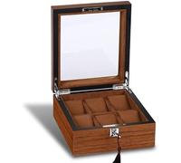 AYCDL Boîte À Montres en Bois Mat Grainé avec Serrure, 5/6/8/10/12/18 Compartiments, pour Hommes, Vitrine, D-5Grids,D-6Grids