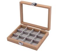 AYCDL Boîte De Rangement À Bijoux À 12 Compartiments, Présentoir À Bijoux pour Bagues, Colliers, Boîtes De Rangement,Wood