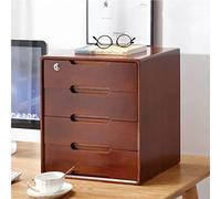 AYCDL Boîte De Rangement De Bureau - Coffret De Rangement en Bois Massif avec Serrure, Commode Rustique, Organiseur De Tiroirs De Bureau Et Accessoires, Classeur Verr,4 Drawer