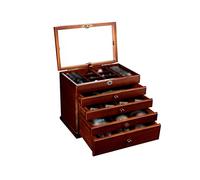 AYCDL Boîte De Rangement pour Montres, Boîte De Rangement en Bois avec Serrure, Boîte À Bijoux Multicouche De Grande Capacité, Adaptée Aux Bagues, Montres, Colliers, Organisateur De Mon，Brown