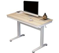 AYCDL Bureau Assis-Debout avec Tiroir À Manivelle, Réglage en Hauteur Progressif Et Libre, Plage De Réglage 76-121 Cm, Fixation par Trou Fileté, Poste De Travail Info,A-100x60cm