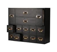 AYCDL Classeur À Fiches en Bois Massif, Meuble De Rangement De Style Apothicaire avec 14 Tiroirs, Boîte De Rangement en Bois pour Classeur À Fiches, Organisateur De B,Black14