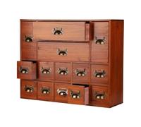 AYCDL Classeur À Fiches en Bois Massif, Meuble De Rangement De Style Apothicaire avec 14 Tiroirs, Boîte De Rangement en Bois pour Classeur À Fiches, Organisateur De B,Brown14