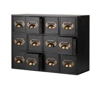 AYCDL Classeur À Fiches en Bois Massif, Meuble De Rangement De Style Apothicaire avec 14 Tiroirs, Boîte De Rangement en Bois pour Classeur À Fiches, Organisateur De B,Black12