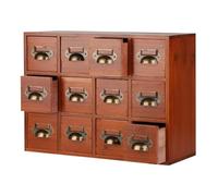 AYCDL Classeur À Fiches en Bois Massif, Meuble De Rangement De Style Apothicaire avec 14 Tiroirs, Boîte De Rangement en Bois pour Classeur À Fiches, Organisateur De B,Brown12